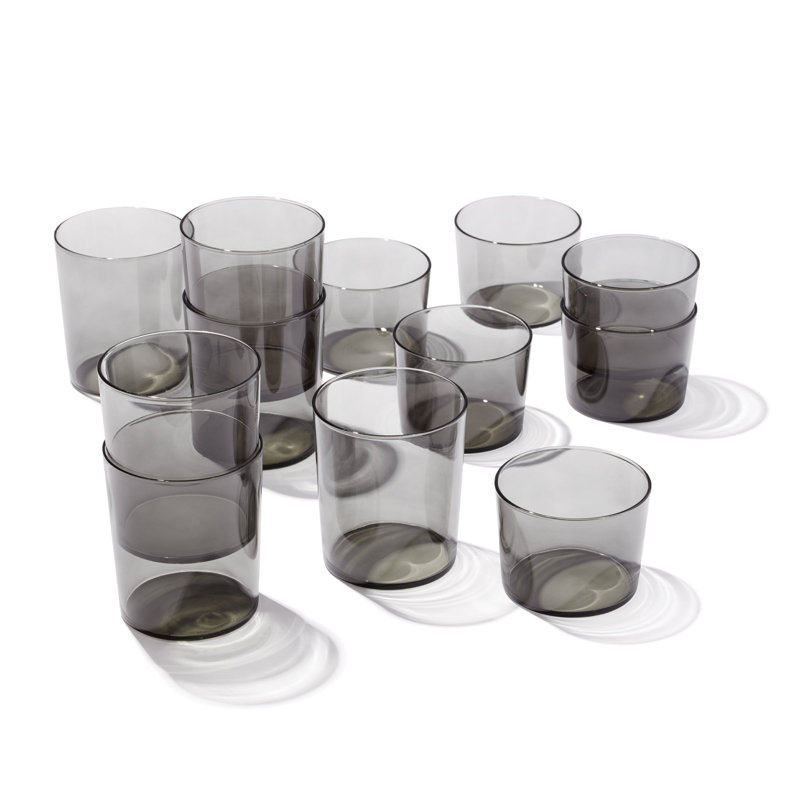 Oneida Stackable Smoke Glass Drinkware Set, 12 Count