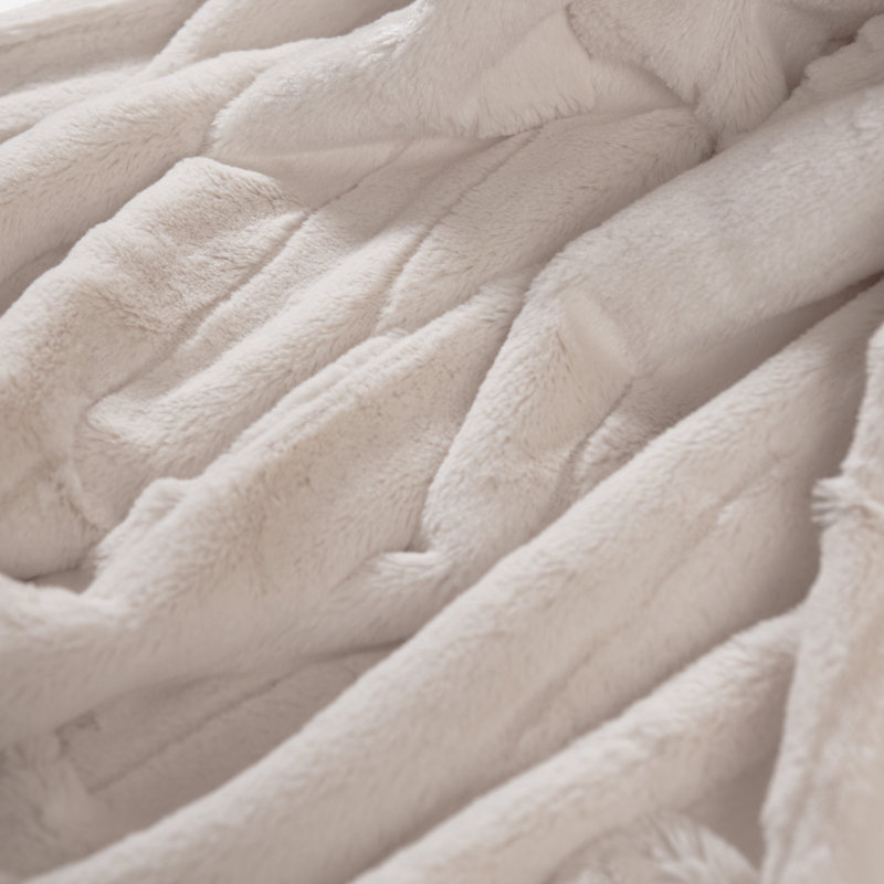 Jeté en fausse fourrure Landrum, l 58 po x L 84 po, Taupe