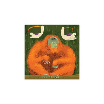 Orang-outan avec des oiseaux embêtants sur plastique / acrylique par Gareth Lucas