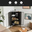 Armoire de rangement d'angle moderne à 3 niveaux avec portes en verre trempé, tablettes amovibles et structure en métal - Organisateur autoportant pour la salle de bain, la cuisine, la chambre à coucher, le salon ou les petits espaces