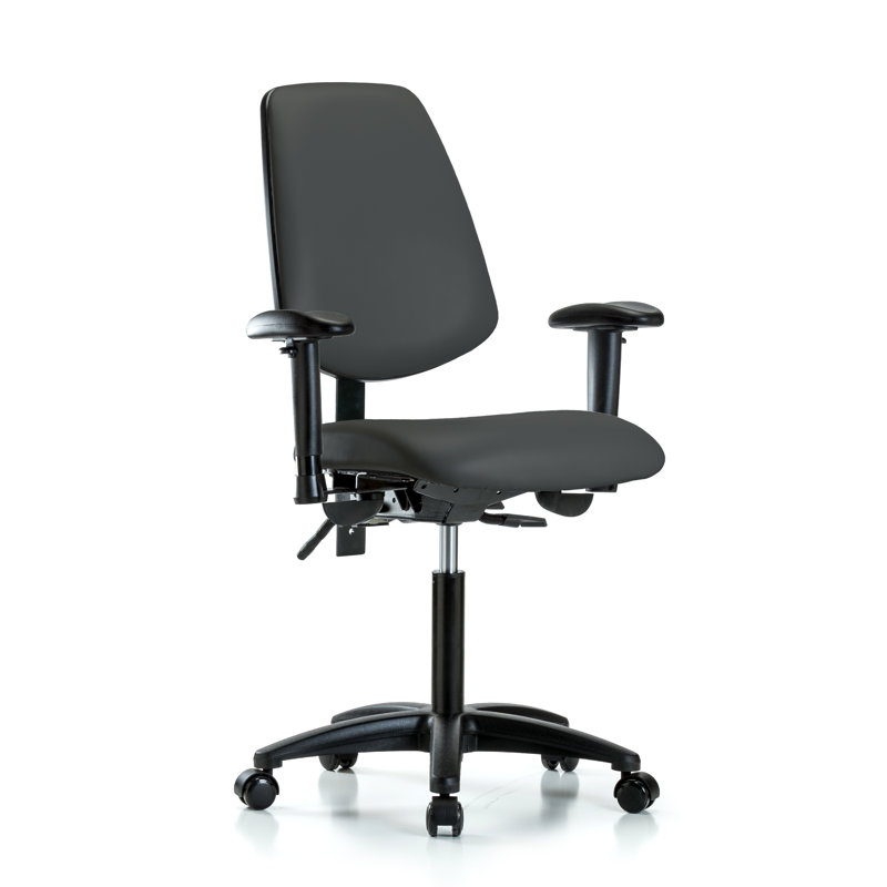 John Vinyl Task Chair, Casters, Charcoal, Included
