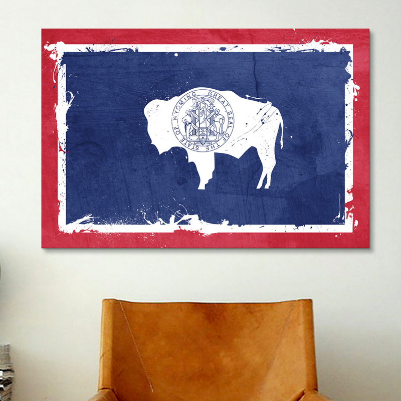 «Wyoming Fresh Paint State Flag» par iCanvas - impression sur toile tendue, H 18 po x l 26 po x P 1,5 po, Pas de tapis