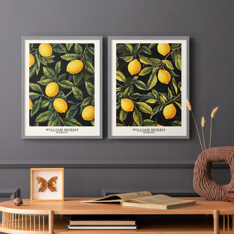 WM MORRIS Series DLXXIX-Premium Framed Print -Ready to Hang - No Nails Required - No Nails Required, 11" H  x 18" W, Green