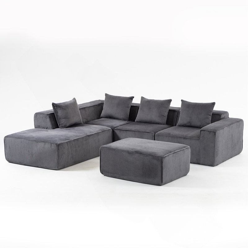 Canapé modulaire à compression multi-personnes pouvant être librement combiné-33005-5, Gris