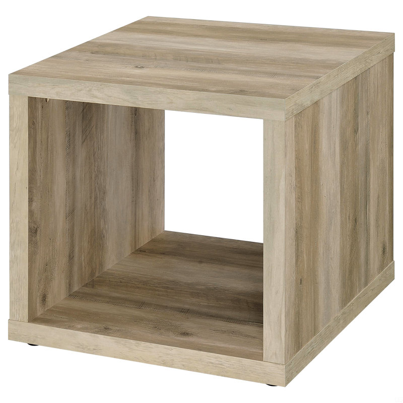 Pine Square Engineered Wood Side End Table, Beige