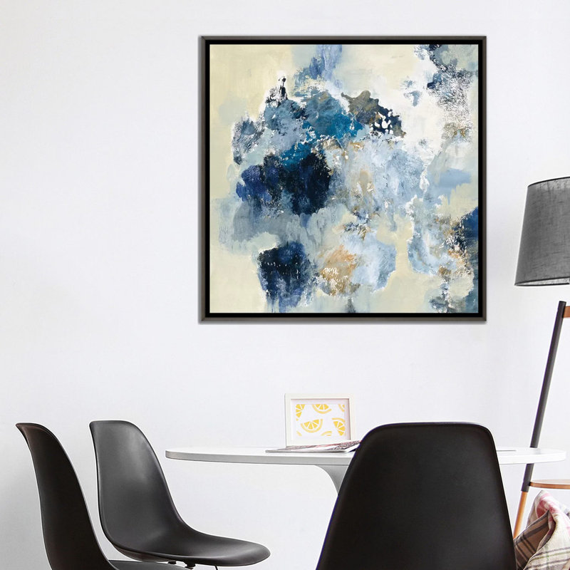 «Indigo» par Silvia Vassileva - impression, Toile encadrée de bois rustique foncé, H 37 po x l 37 po x P 1,5 po, Pas de tapis