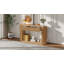 Console ovale cannelée avec 2 tiroirs et tablette inférieure, table d'entrée en bois avec glissières en métal lisse pour le salon-128994020
