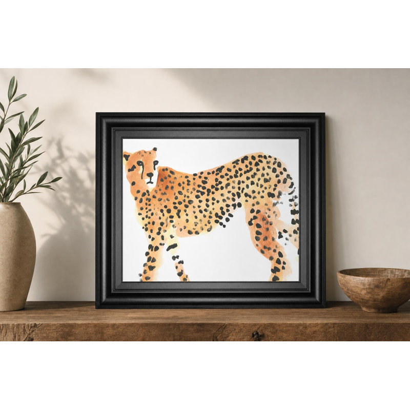 Leopard Grace Wall Art - 22" x 26" - Black Frame