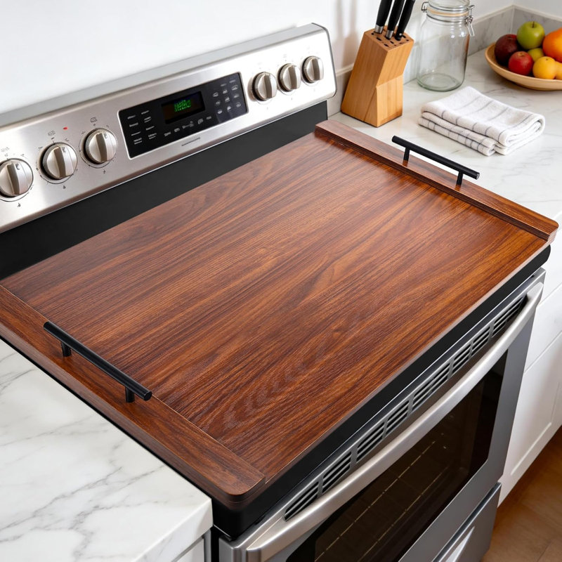 Couvercle de poêle à nouilles avec poignées, couvercles de poêle à bois pour cuisinière électrique et brûleurs à gaz, plateau de service décoratif en bois pour évier de cuisine
