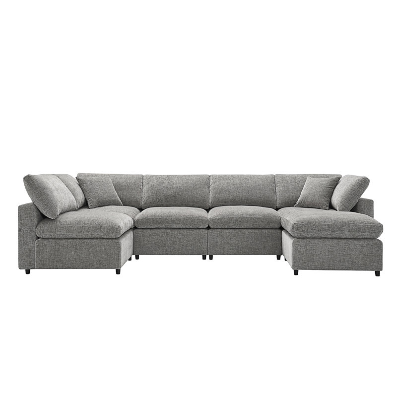 130*65" Modern Modular Cloud Sofa Bed, Gray Chenille