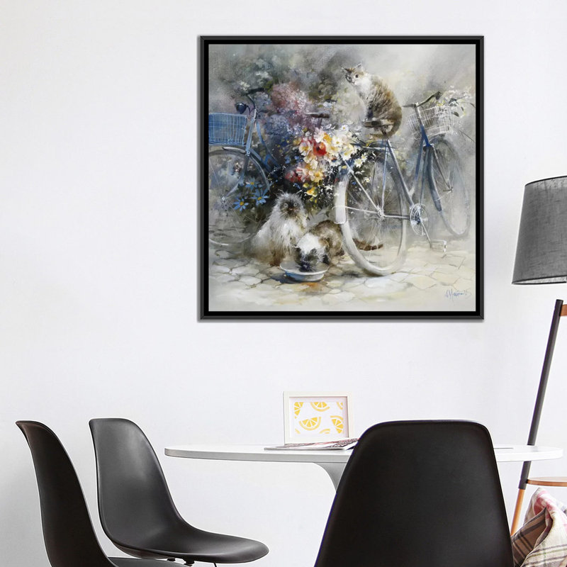 «Bicycle Race», impression sur toile, H 18 po x l 18 po x P 1,5 po, Toile avec cadre noir, Pas de tapis