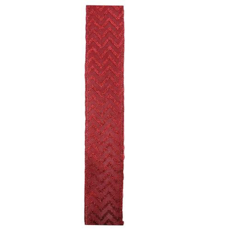 Ruban d'artisanat de Noël filaire à chevrons scintillants rouge vin 2,5 po x 10 verges