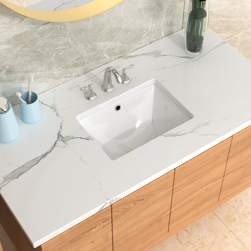 18" L x 13" W Undermount Bathroom Sink Rectangle White Ceramic Bathroom Sink White Undermount Sink