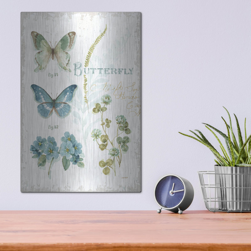 «My Greenhouse Botanical Butterfly» par Lisa Audit, art mural en métal, H 16 po x l 12 po