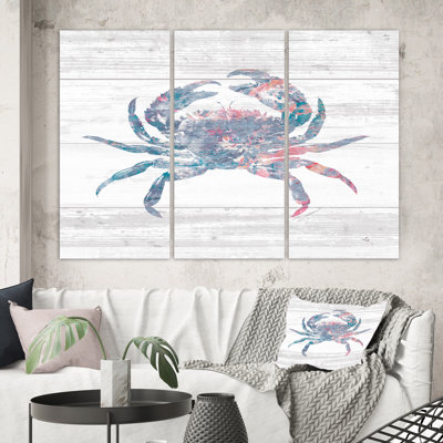 " Pink Crab Ocean Life " 3 - Pieces Painting Print