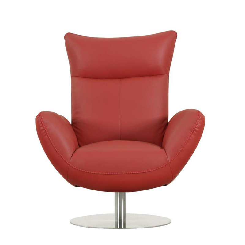Chaise rembourrée en cuir italien moderne, Rouge