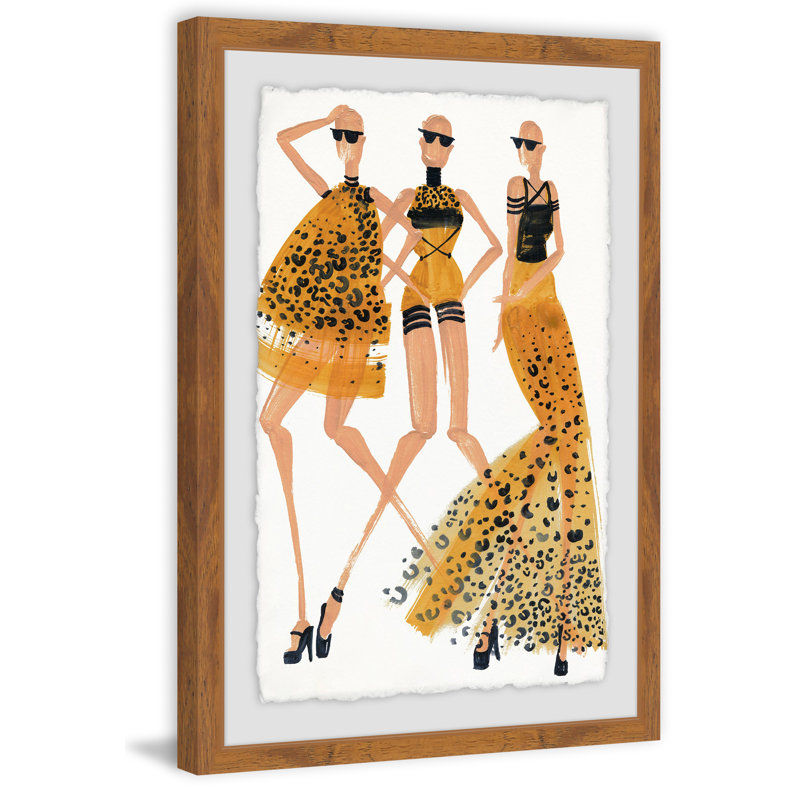 « golden filles », reproduction de peinture à l’acrylique encadrée, H 18 po x l 12 po