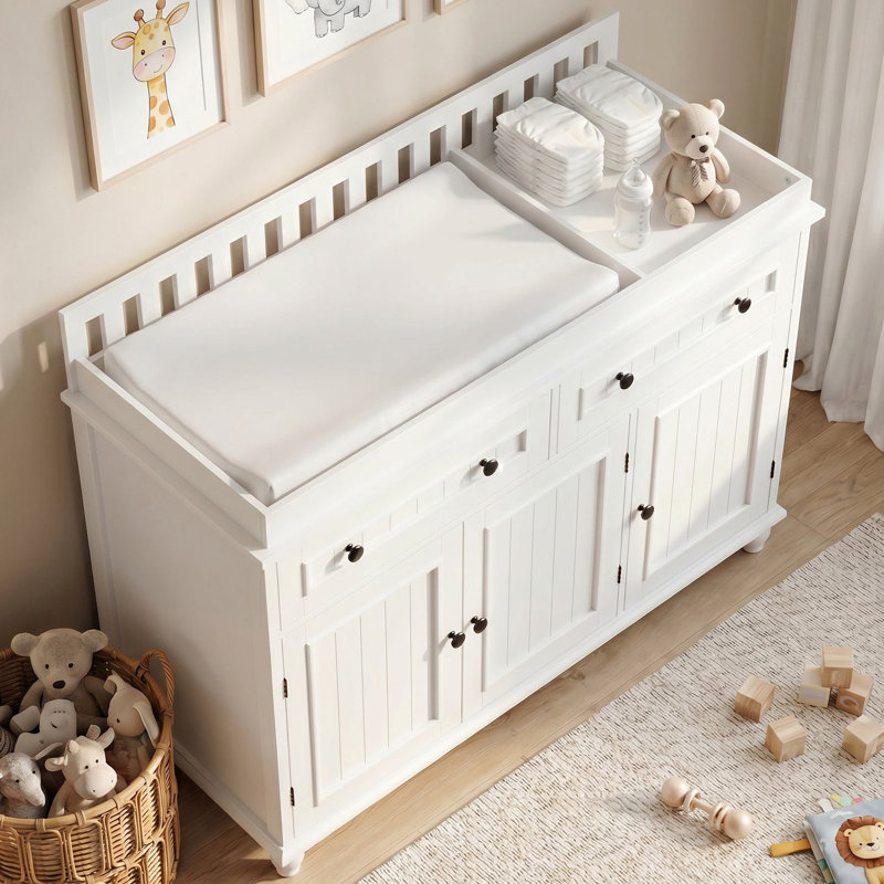 47.24"changing Table Dresser With 2 Drawers