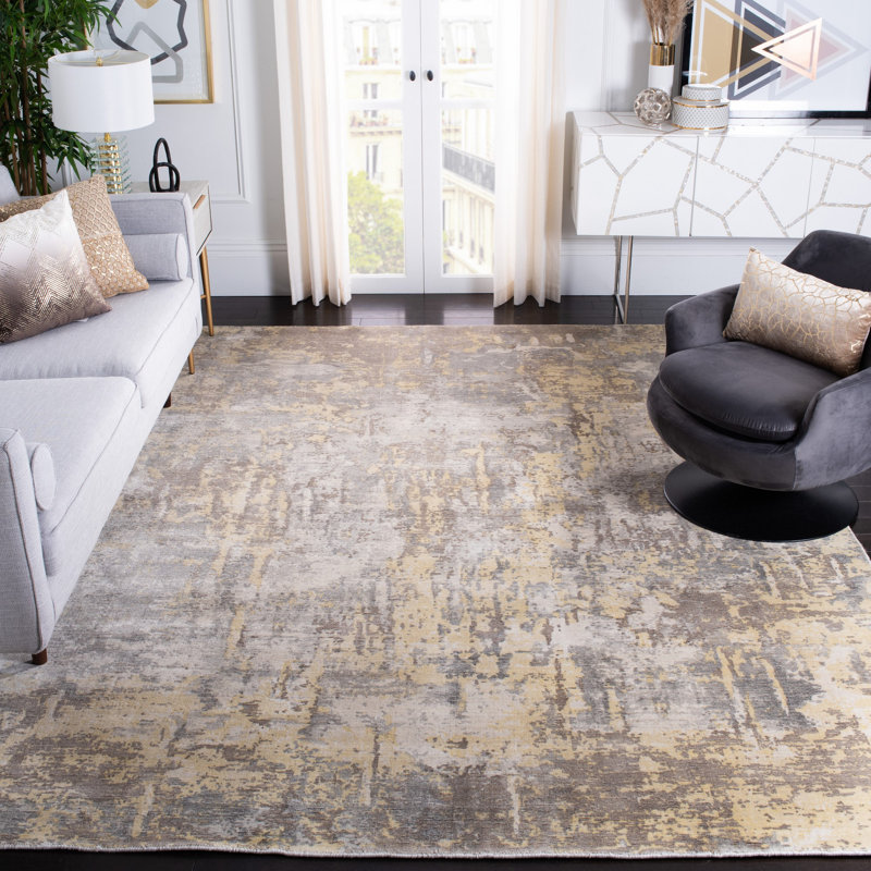 Tapis gris tissé à plat à la main Mcelroy, Rectangle 9 pi x 12 pi