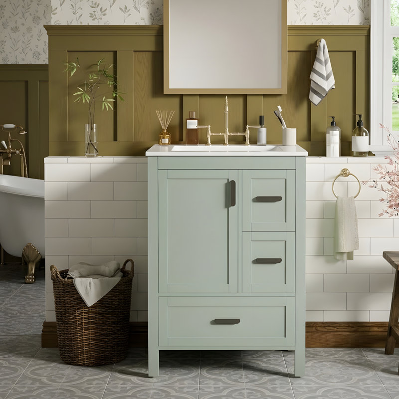 Meuble-lavabo moderne de 24 po, Vert