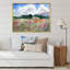 Paysage avec un champ de fleurs blanches et roses - Peinture sur toile-67442540-67442541