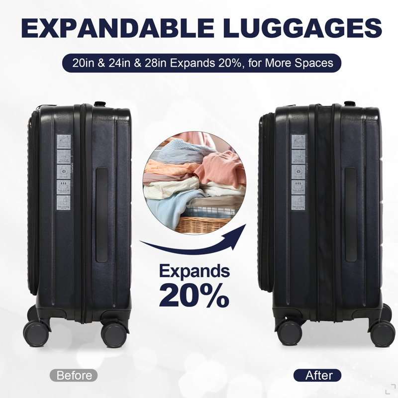 Luggage,With Front Opening,TSA Approved Lock,Hardshell Suitcase