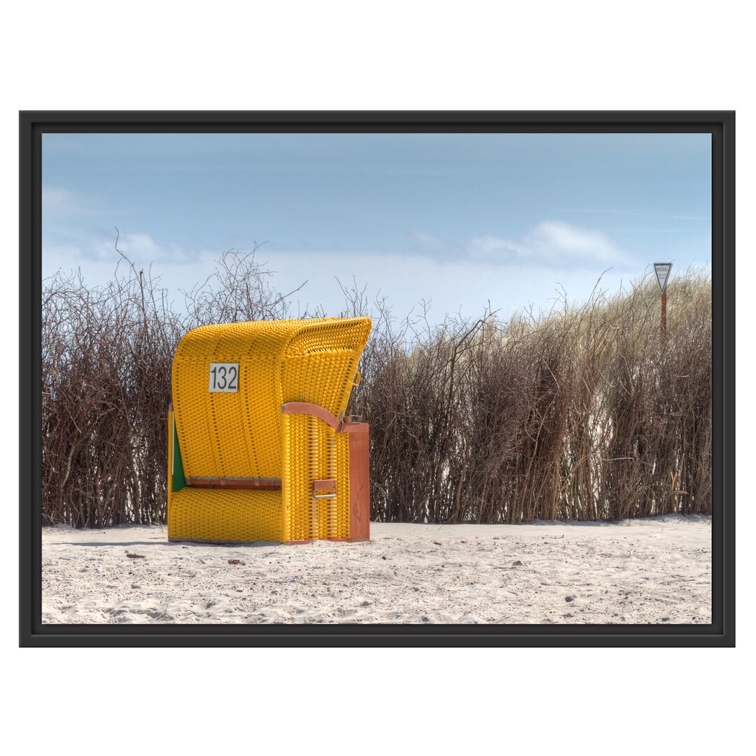 Gerahmtes Wandbild gelber Strandkorb