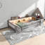 Lits jumeaux modernes avec rangement, lit de sol en bois MDF en forme de maison, ports USB et DEL-1237976248