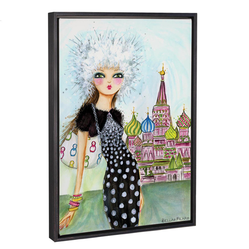 Art de Moscou, H 60 po x l 40po x P 1,5 po, Toile avec cadre noir patiné
