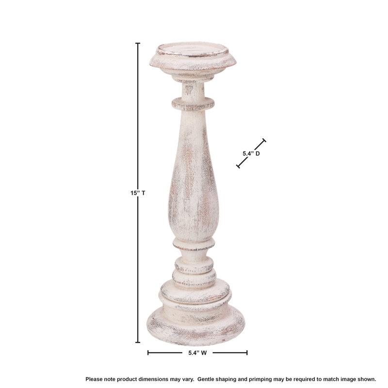 Leetonia Resin 'Turned Wood' Candle Stick, 15"H x 4.5"W x 4.5"D