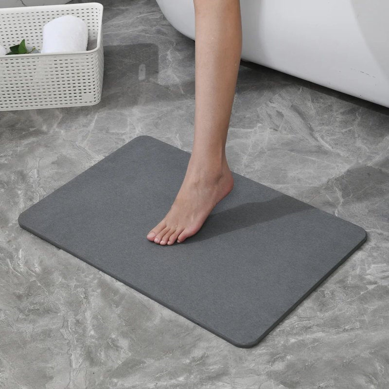 Stone Bath Mat Diatomaceous Earth Shower Mat Non-Slip Super Absorbent Diatomite Stone Mats for Bathroom Floor Quick-Drying Easy to Clean