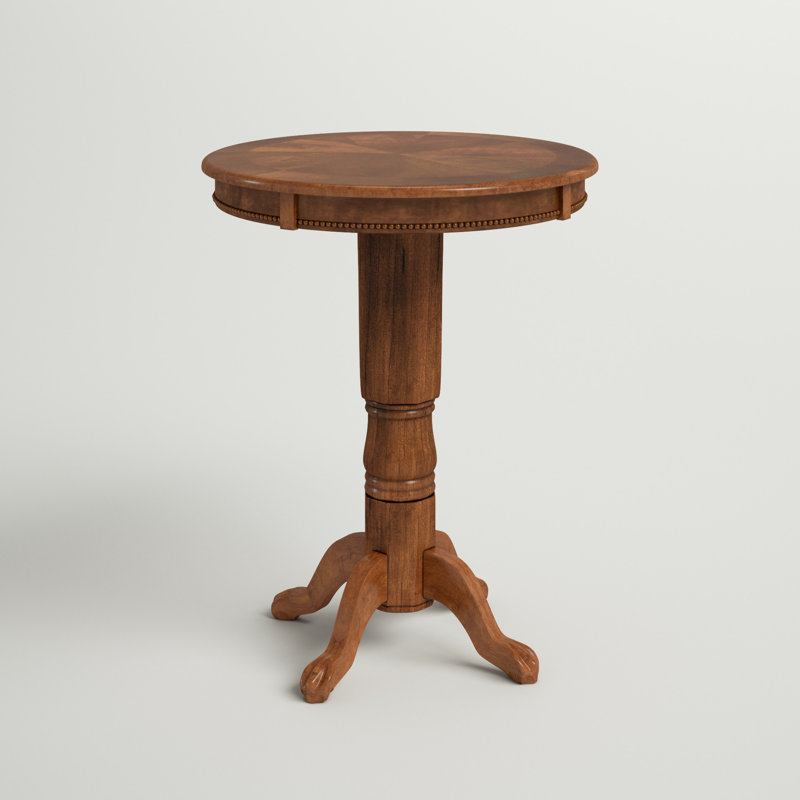 Adelaida 30.25" L Round Solid Wood Table, Walnut
