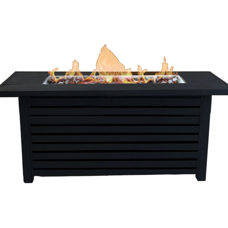 Foyer d'extérieur au propane / gaz naturel - 54 po de largeur, table de foyer en acier inoxydable à sortie 50 000 avec couvercle l 35 po x P 8,5 po, chaleur