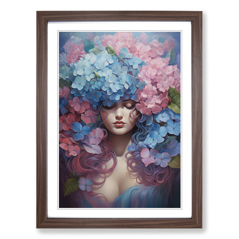 Hydrangea Symbolism - Framed Print, 46cm H x 34cm W x 2cm D, Walnut Framed