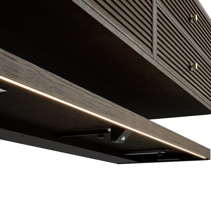 Allamari 72" W Double Vanity, 8" Widespread, Siberian Silestone, Sable Oak