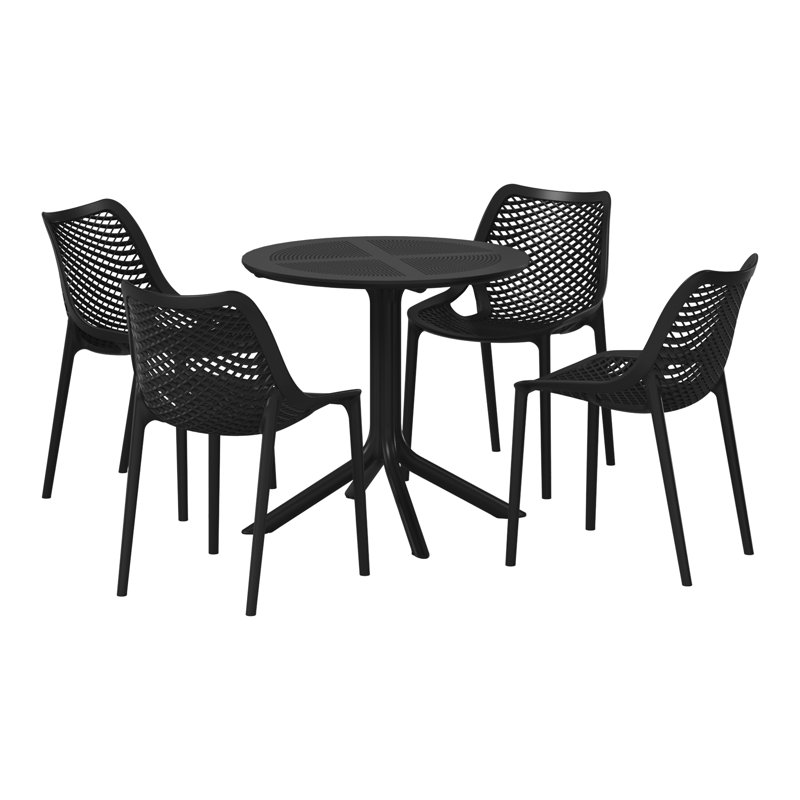 Ensemble repas extérieur pour 4 personnes, Noir