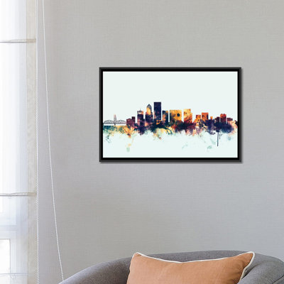 Skyline Series: Portland, Oregon, États-Unis, impression sur toile tendue sur fond bleu