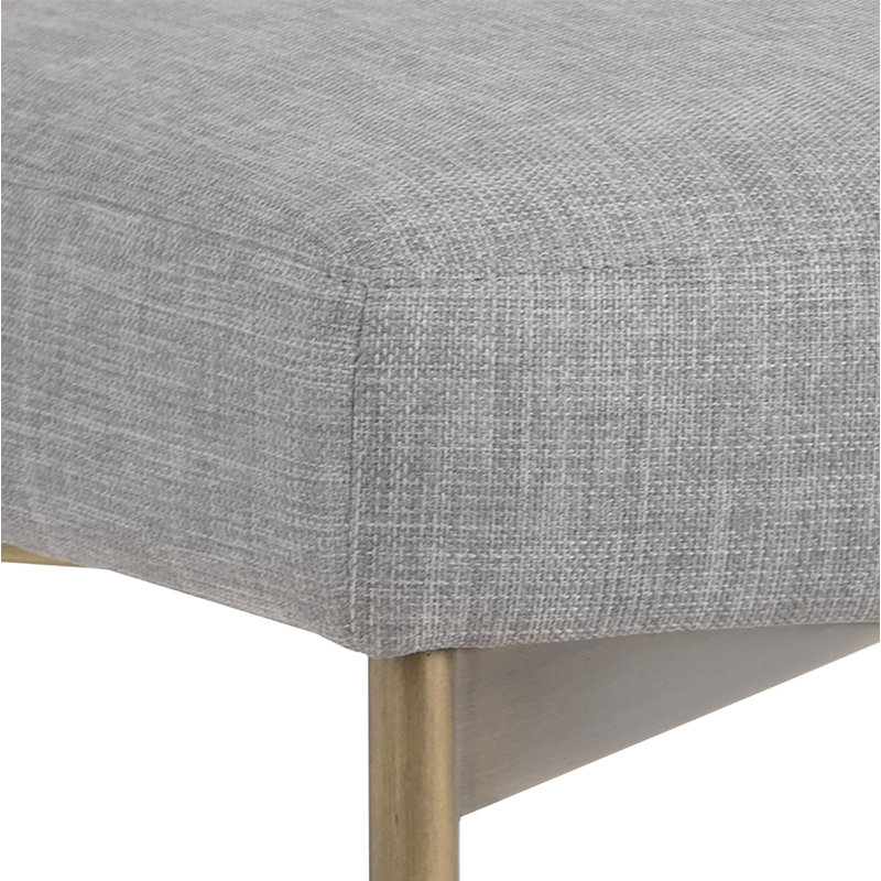 Seneca Upholstered Dining Chair, Dark Gray Performance Basketweave, Antique Brass