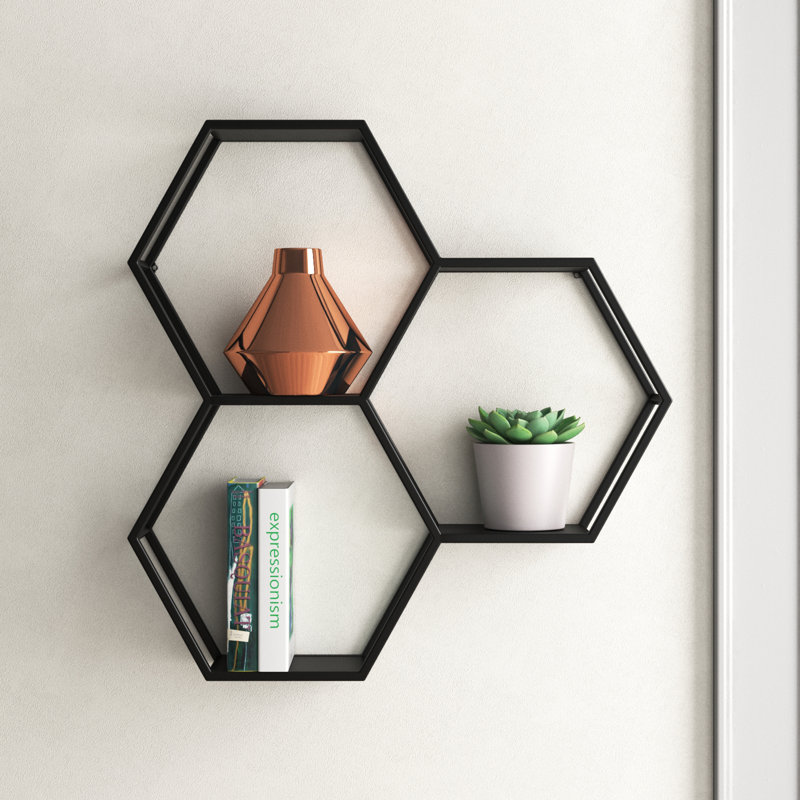 Wingard 3 Piece Hexagon Metal Accent Shelf