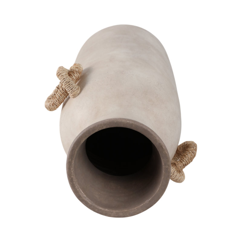 Handmade Pottery/Woven/Clay/Jute Floor Vase, White, Solid Color, 24"