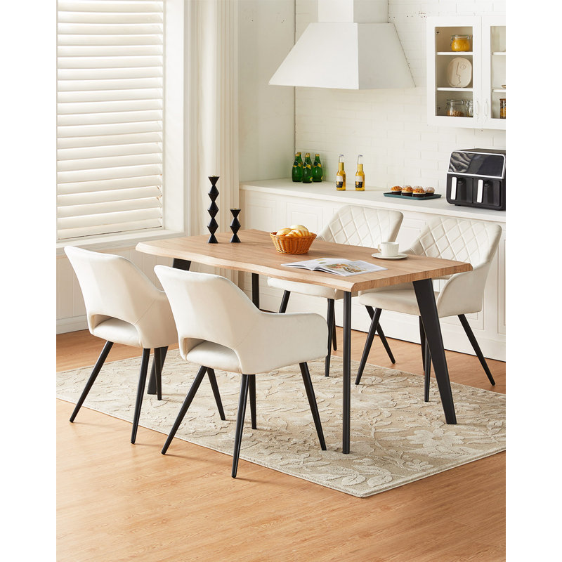 2 X Dining Chairs, Velvet Upholstered Kitchen Counter Chair, Lounge Reception Chairs For Dining Room, Cream