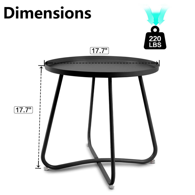 Tables d'appoint rondes en métal, Noir