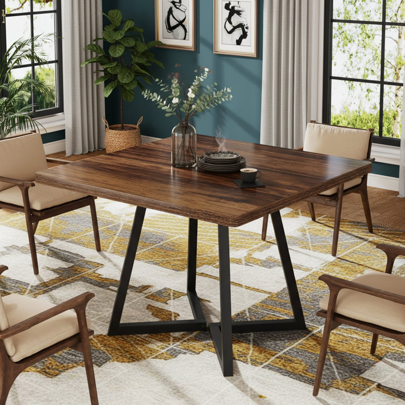 31.5" Square Dining Table, Wood Kitchen Table for 4