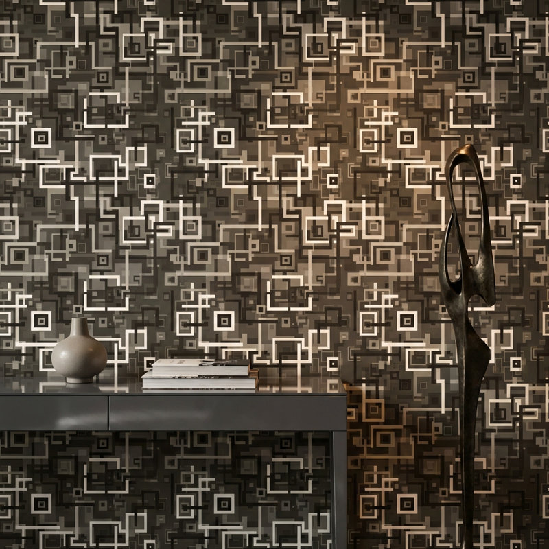 Papier peint à motif géométrique amovible Mid-Century, Peler et coller