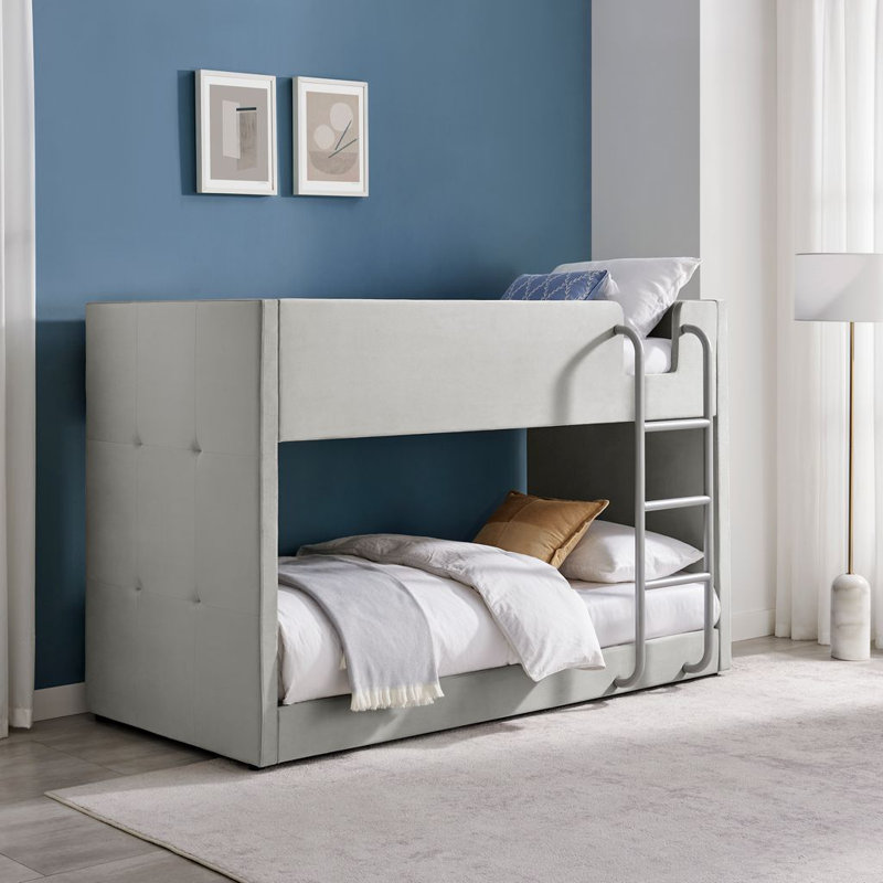 Single (3') Bunk Bed with Built-in Ladder Included, GREY