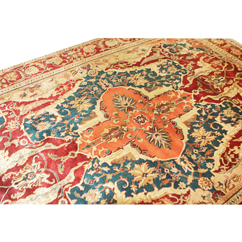Hand Knotted Wool Area Rug in Blue And Red