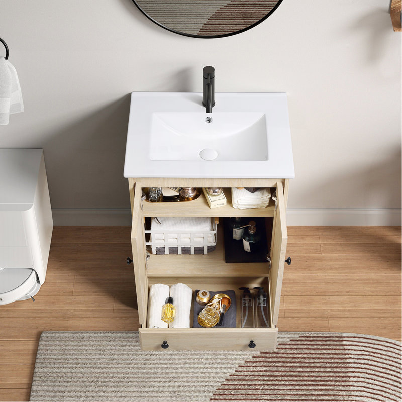 Base de meuble-lavabo de salle de bain en bois prêt à assembler 24 po de largeur sans lavabo
