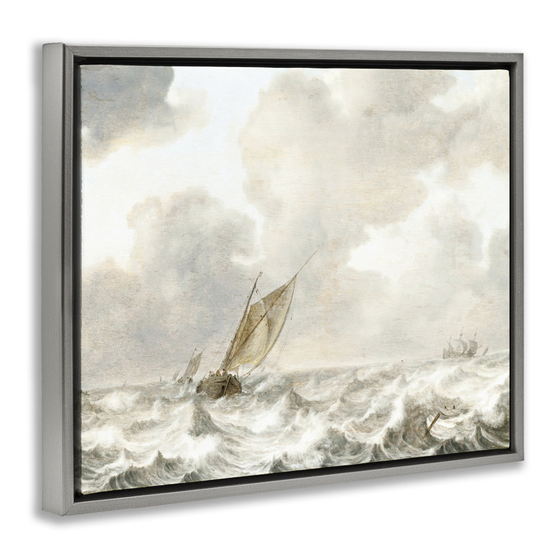 Cadre flottant rétro avec orages, par Leah Straatsma, Cadre flottant gris lustré, H 17 po x l 21 po