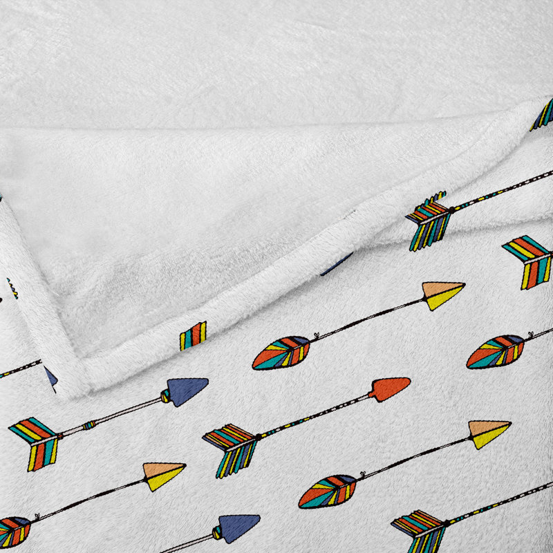 Ambesonne Arrow Fleece Throw Blanket Native Folk Multicolor, 50" W x 60" L
