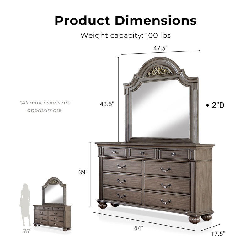 Ensemble de chambre à coucher traditionnelle 6 pièces Aime, Très grand
